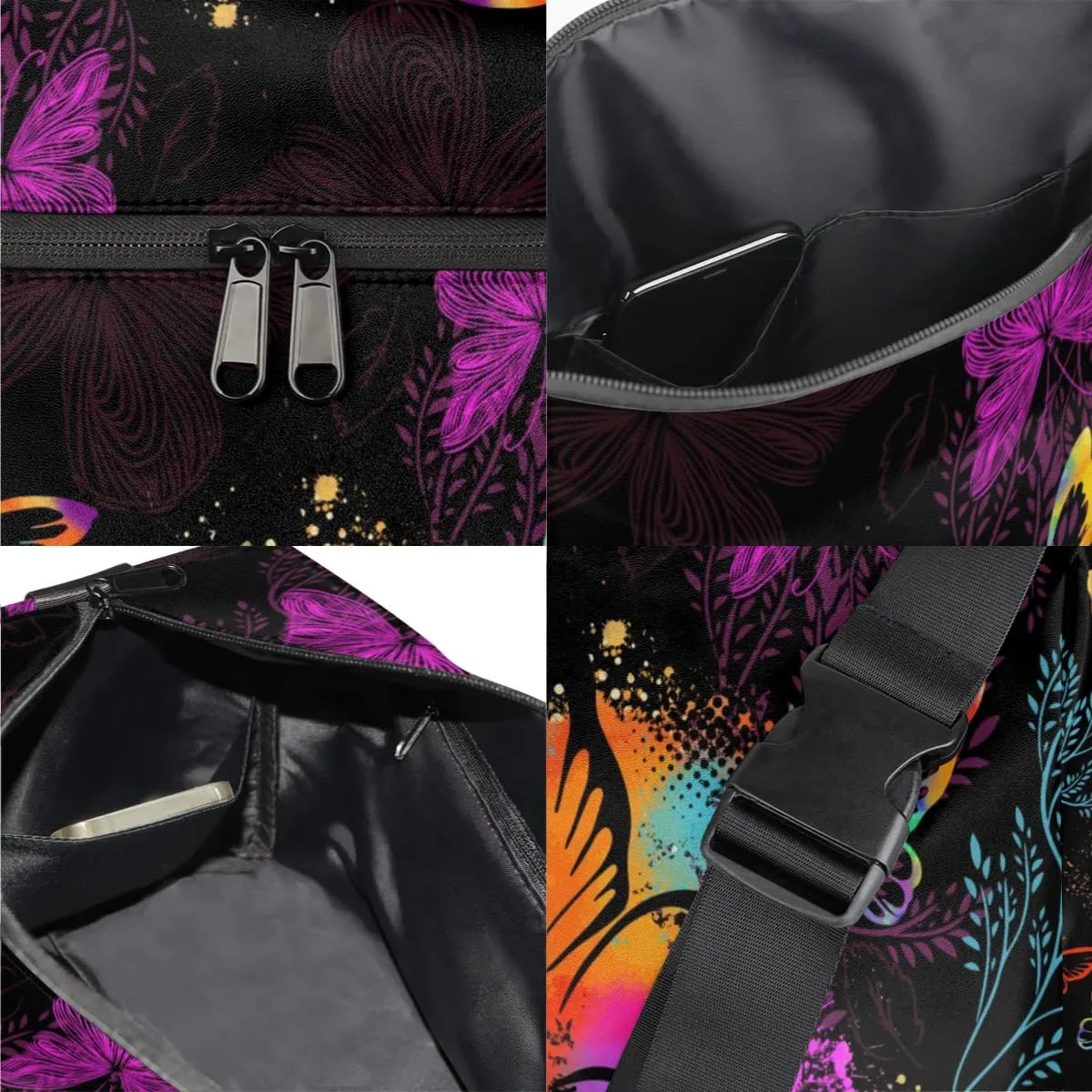 Colored Butterflies Small Gym Bag for Men Women Workout Sport Duffle Bag Waterproof Weekender Overnight Bag