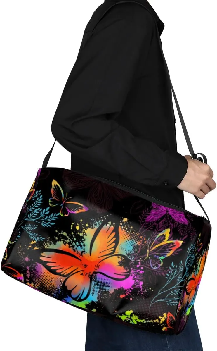 Colored Butterflies Small Gym Bag for Men Women Workout Sport Duffle Bag Waterproof Weekender Overnight Bag