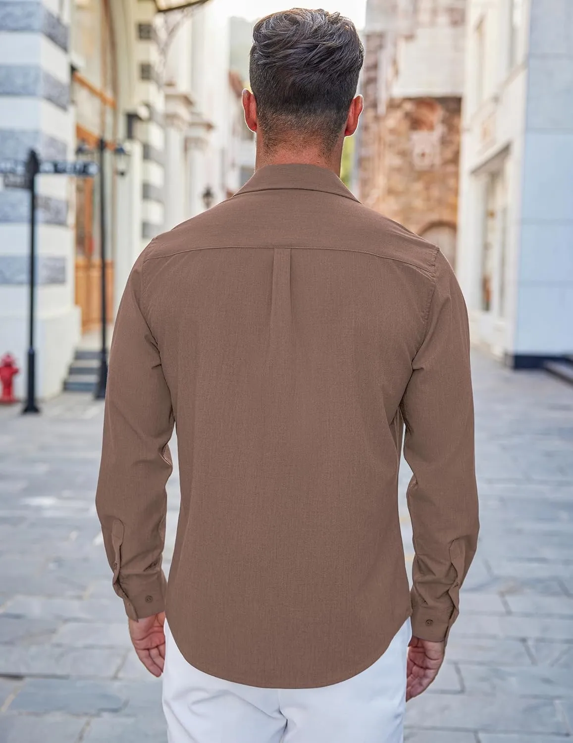 COOFANDY Men's Casual Button Down Shirts Long Sleeve Untucked Shirts Regular Fit Linen Shirt