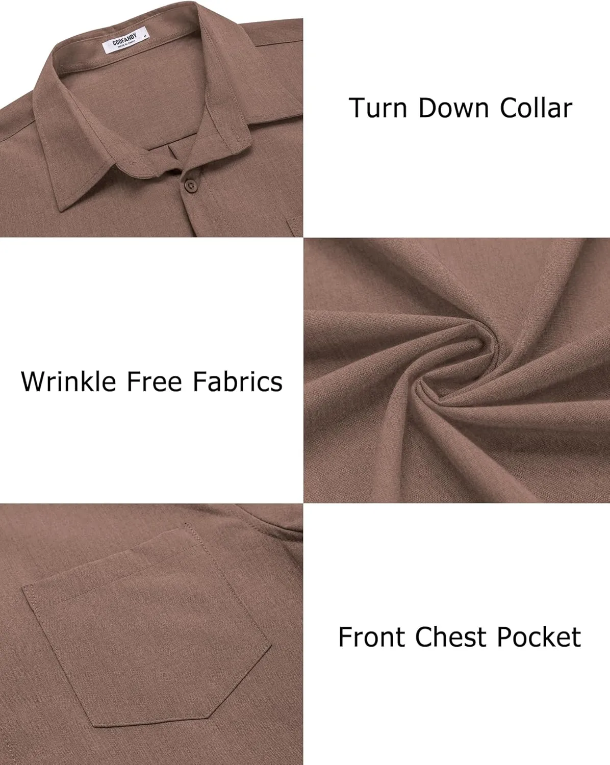COOFANDY Men's Casual Button Down Shirts Long Sleeve Untucked Shirts Regular Fit Linen Shirt