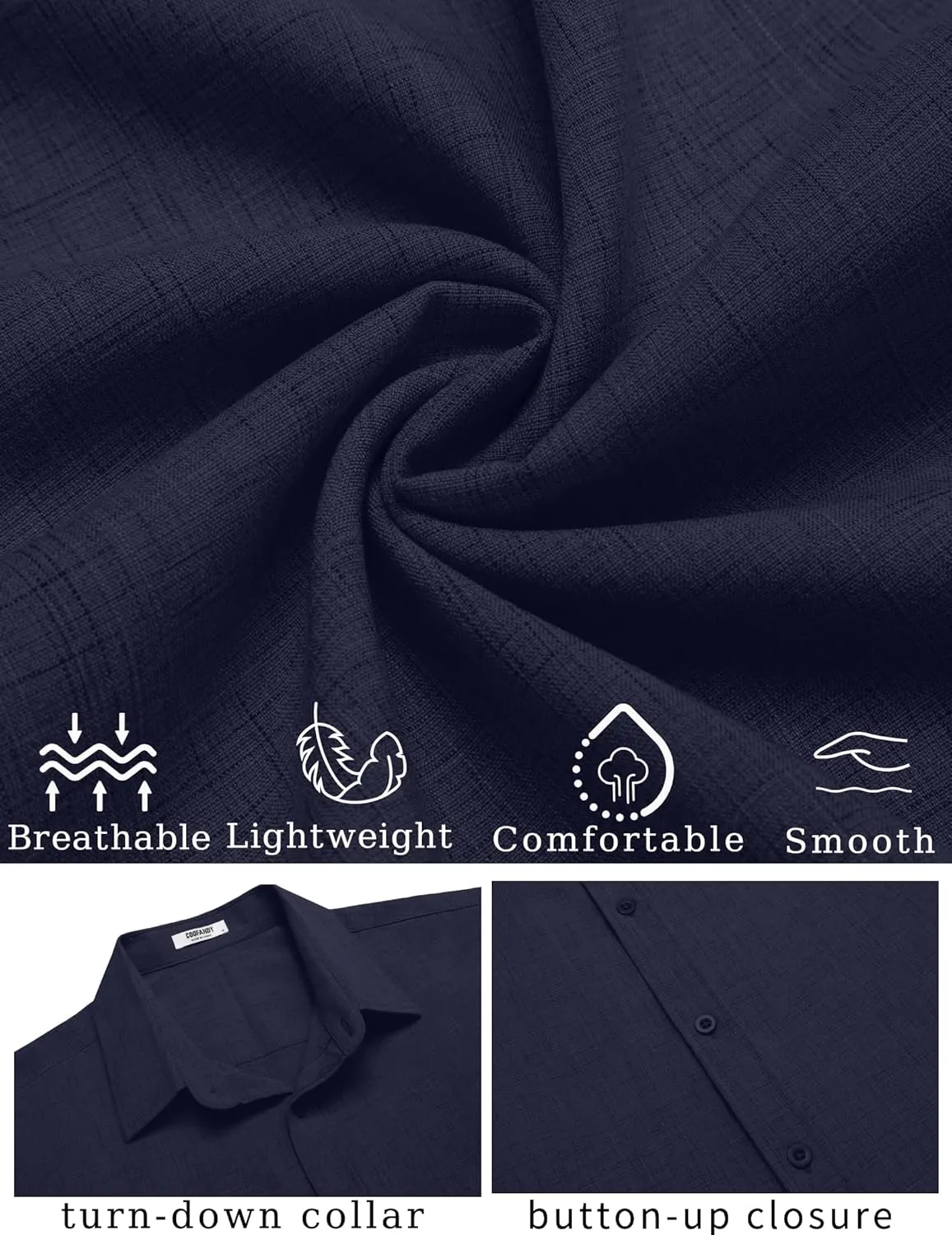 COOFANDY Mens Linen Shirt Casual Short Sleeve Button Down Shirt Summer Beach Vacation Wedding Wear