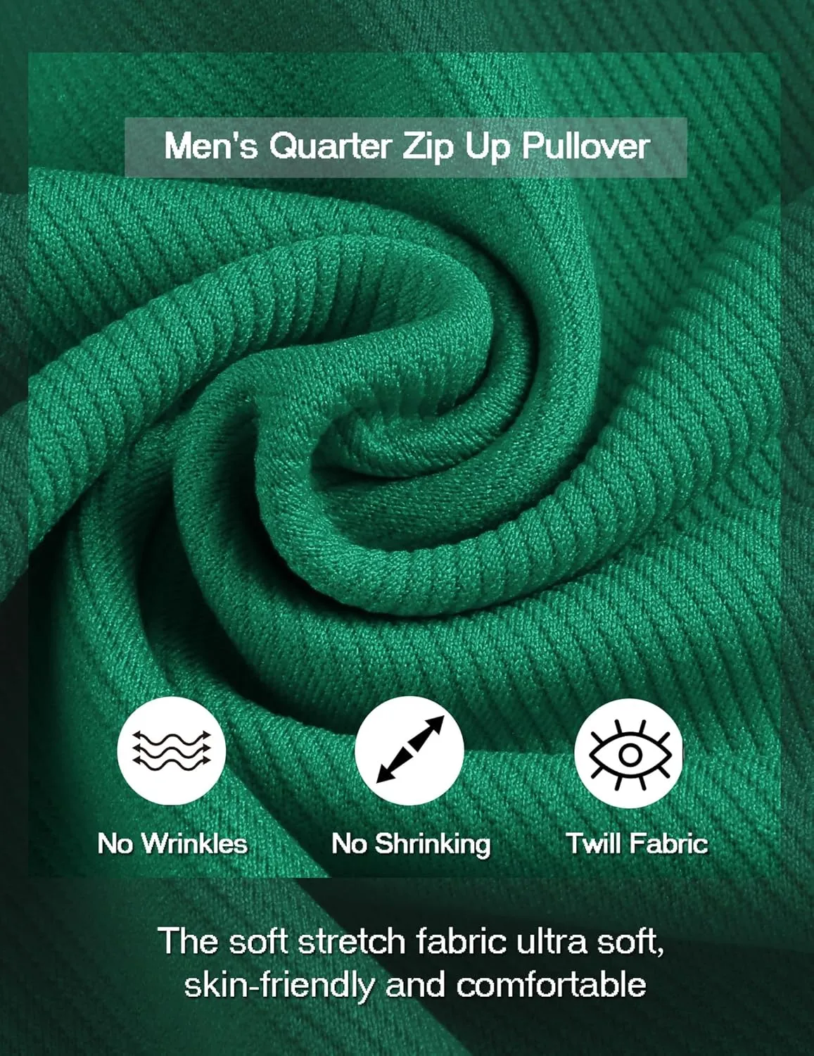 COOFANDY Mens Quarter Zip Pullover Quilted Sweatshirt Long Sleeve Mock Neck Sweater Polo Half Zip Pullover with Pocket