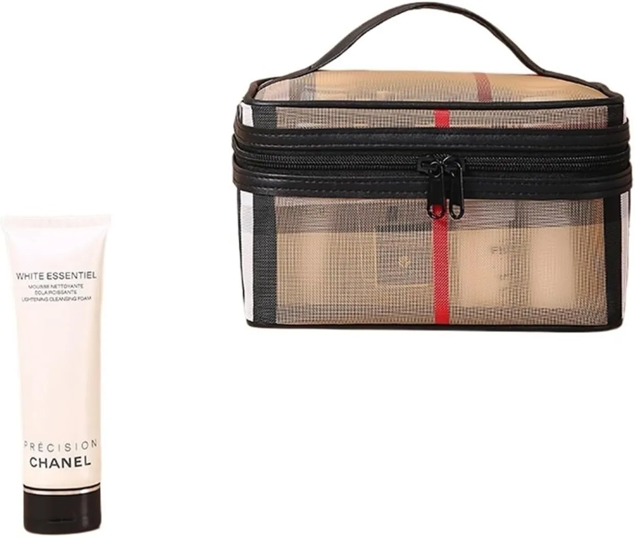 Cosmetic Bag Portable Travel Storage Bag Grid Toiletry Storage Bag Outdoor Travel Bag(Grid Square Bag)