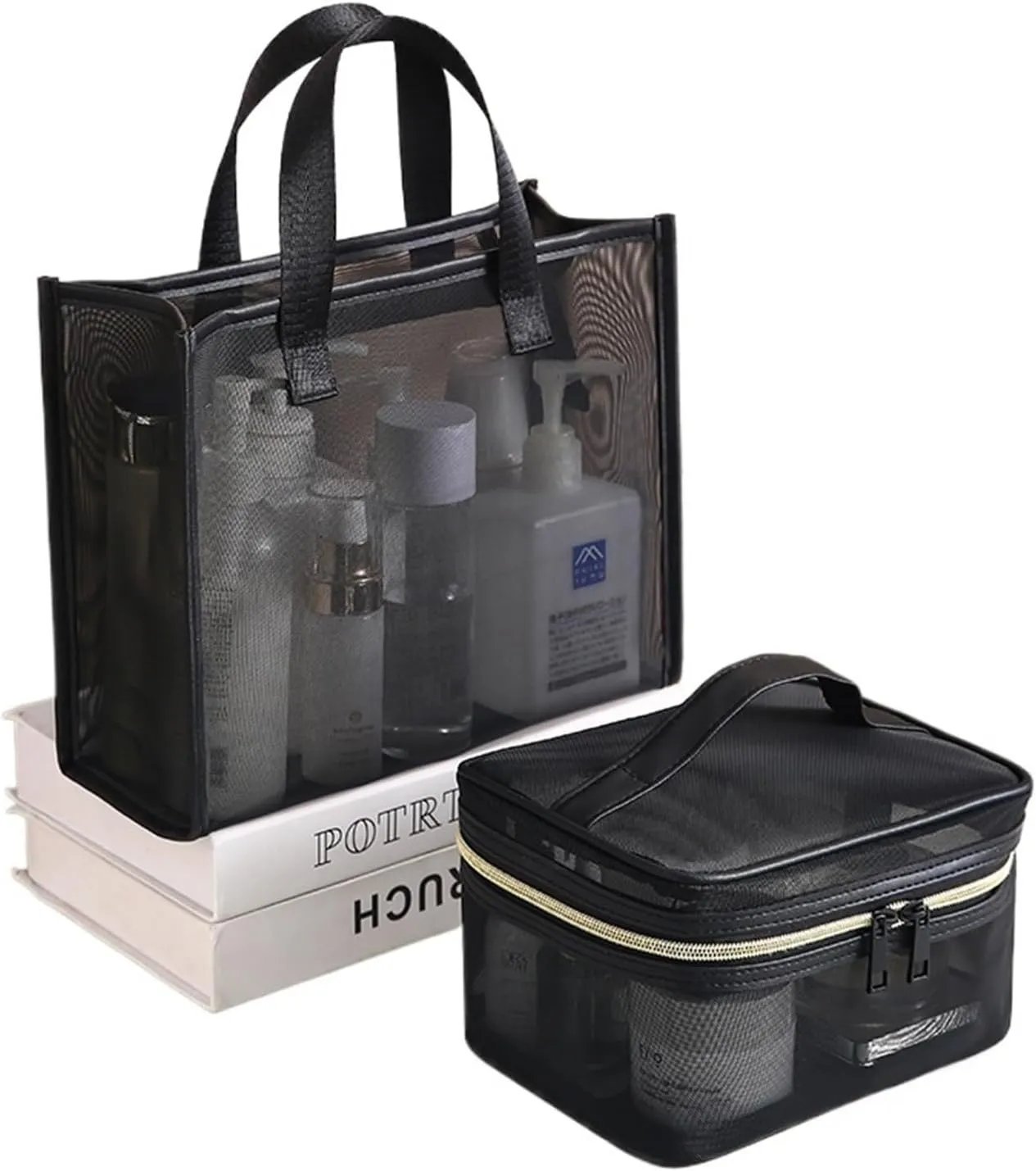 Cosmetic Bag Portable Travel Storage Bag Grid Toiletry Storage Bag Outdoor Travel Bag(Grid Square Bag)
