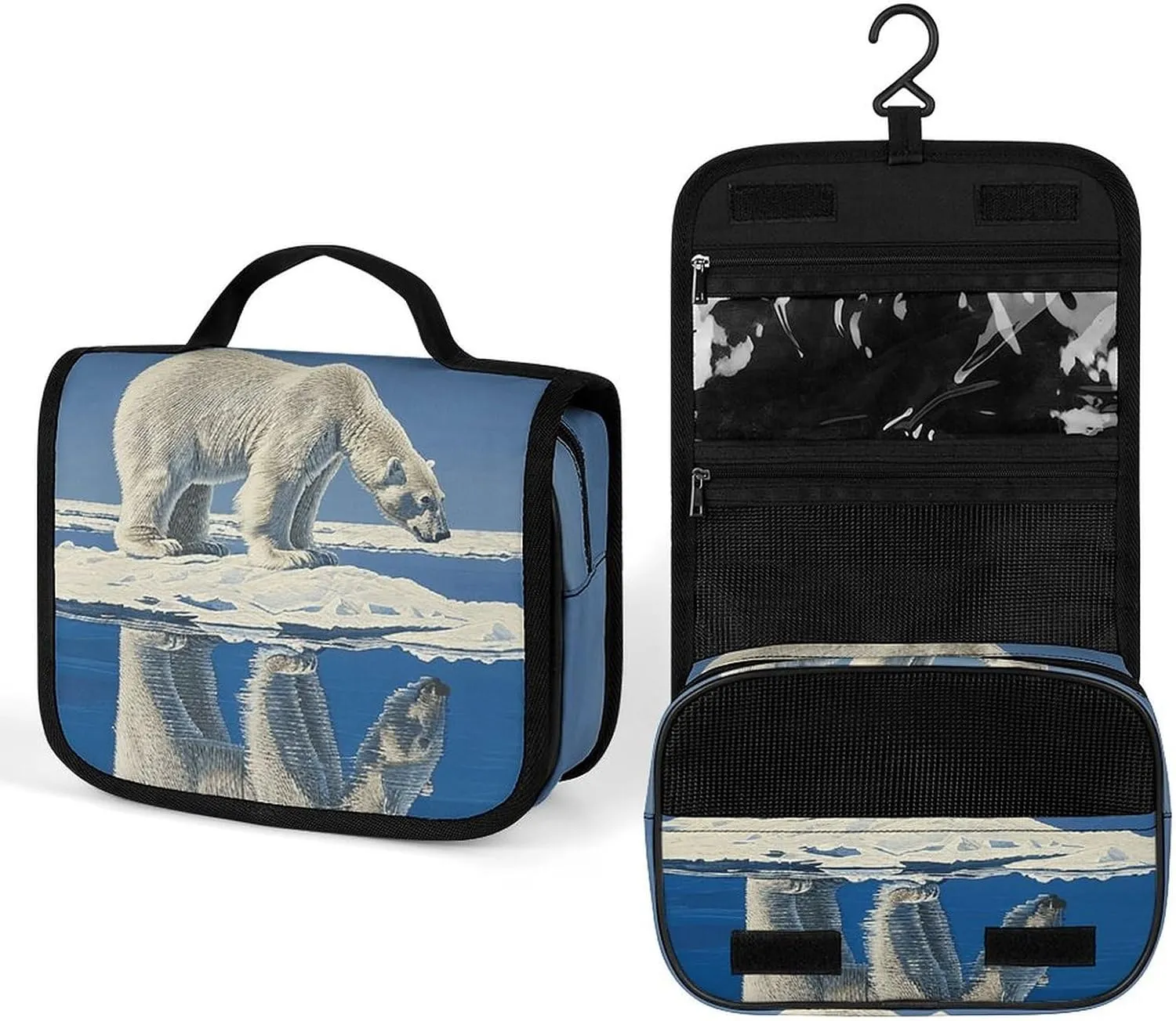 Cosmetic Bag Standing on Ice Floe Printed Wash Bag Large Capacity Travel Bag Suitable for Men And Women Toiletries Storage, 22.5x18.5cm, style, XB0609020