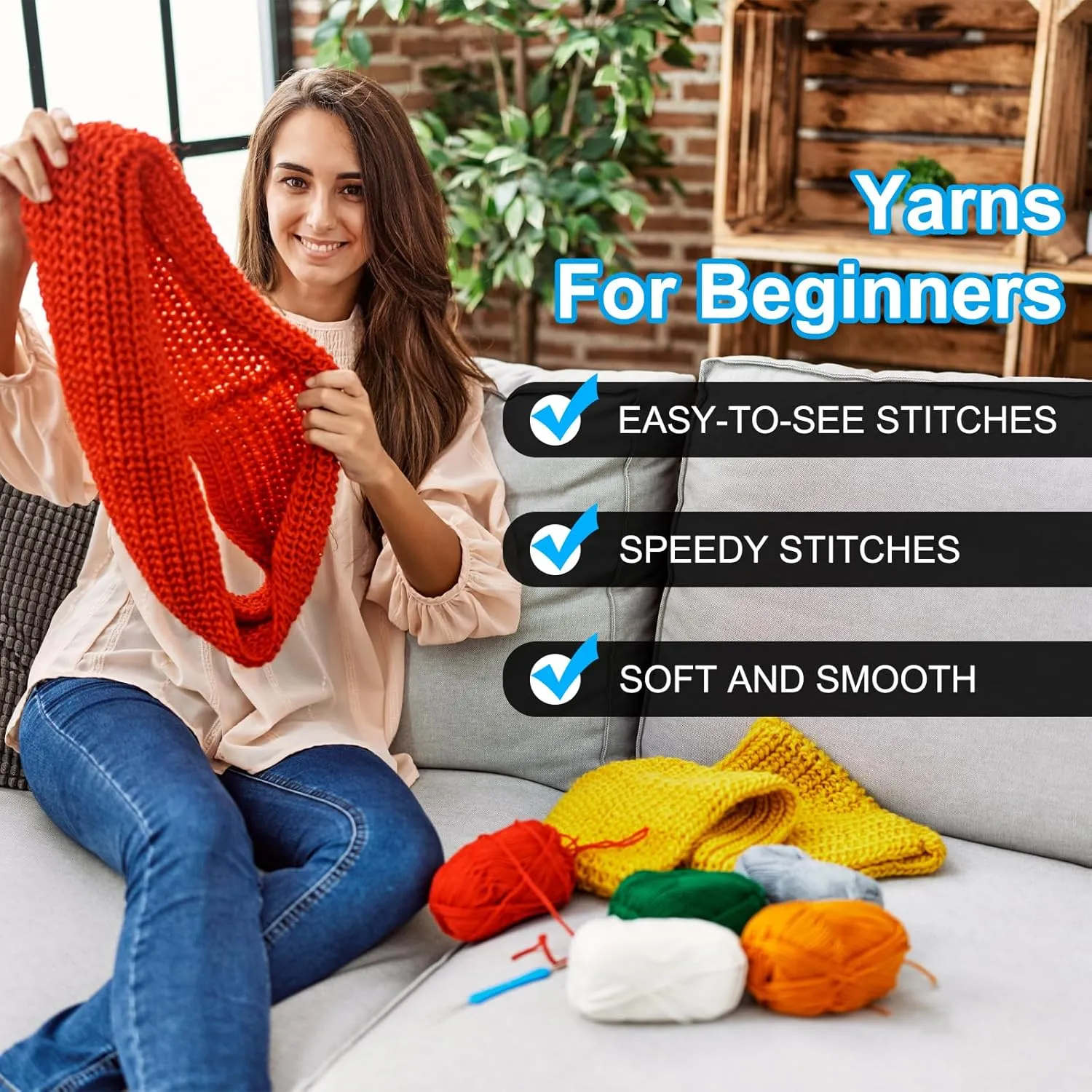 Cotton Yarn,100% Cotton Soft Knitting Yarn [for Hand DIY Bag Cushion Crocheting Knitting Project Home Decor] -4 Packages of 200g/7.05oz(Per Skein 50g/137yards)/Black