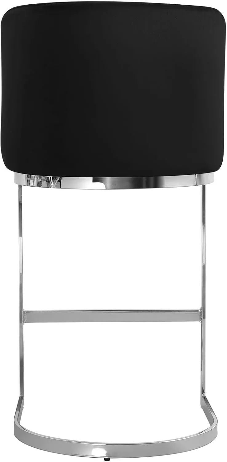 Counter Height 26" Bar Stools Modern Velvet Barstools with Back and C-Shaped Metal Frame, Upholstered Bar Chairs Counter Stool for Kitchen Island, Home Bar, Pub, Black
