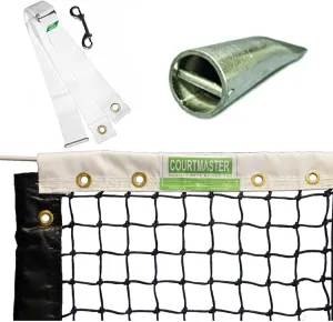 Courtmaster Tennis Net w Center Strap & Pipe Anchor Included - Court Equipment Package