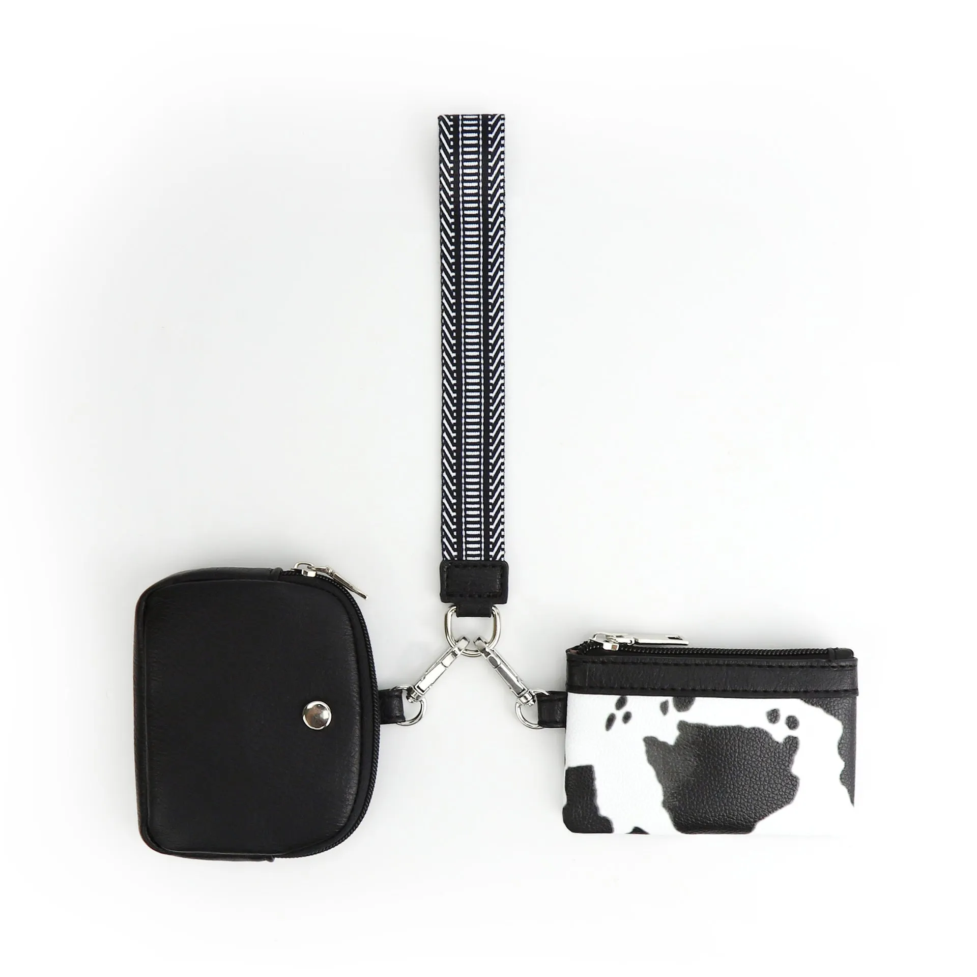 Cow Black Stylish Mini Wristlet Wallet - Nylon, Multi-Compartment Design
