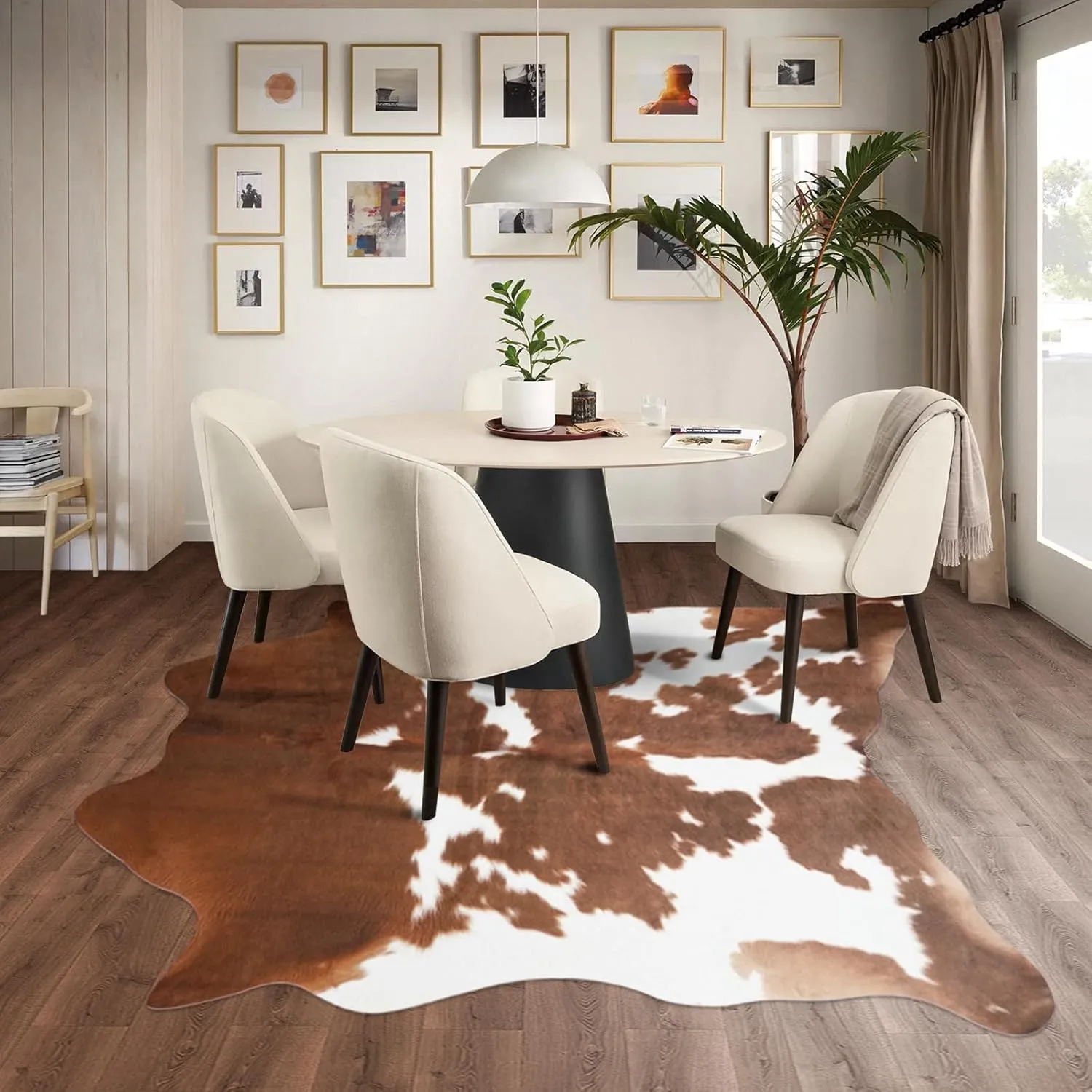 Cow Hide Rug Faux Cowhide Rug 4.6 x 5.2 Feet Small Cow Print Rugs Area Carpet Animal Print Western Home Decor for Living Room Bedroom Office