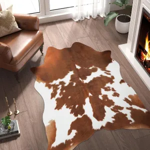Cow Hide Rug Faux Cowhide Rug 4.6 x 5.2 Feet Small Cow Print Rugs Area Carpet Animal Print Western Home Decor for Living Room Bedroom Office