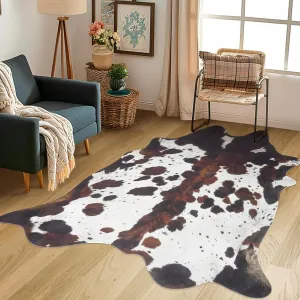 Cow Hide Rug Faux Cowhide Rugs 4.6x5.2ft Animal Print Carpet Small Premium Area Rug for Bedroom Living Room Office Western Home Decor