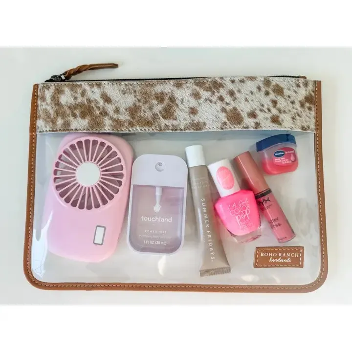 Cowhide Clear Toiletry Makeup Bag