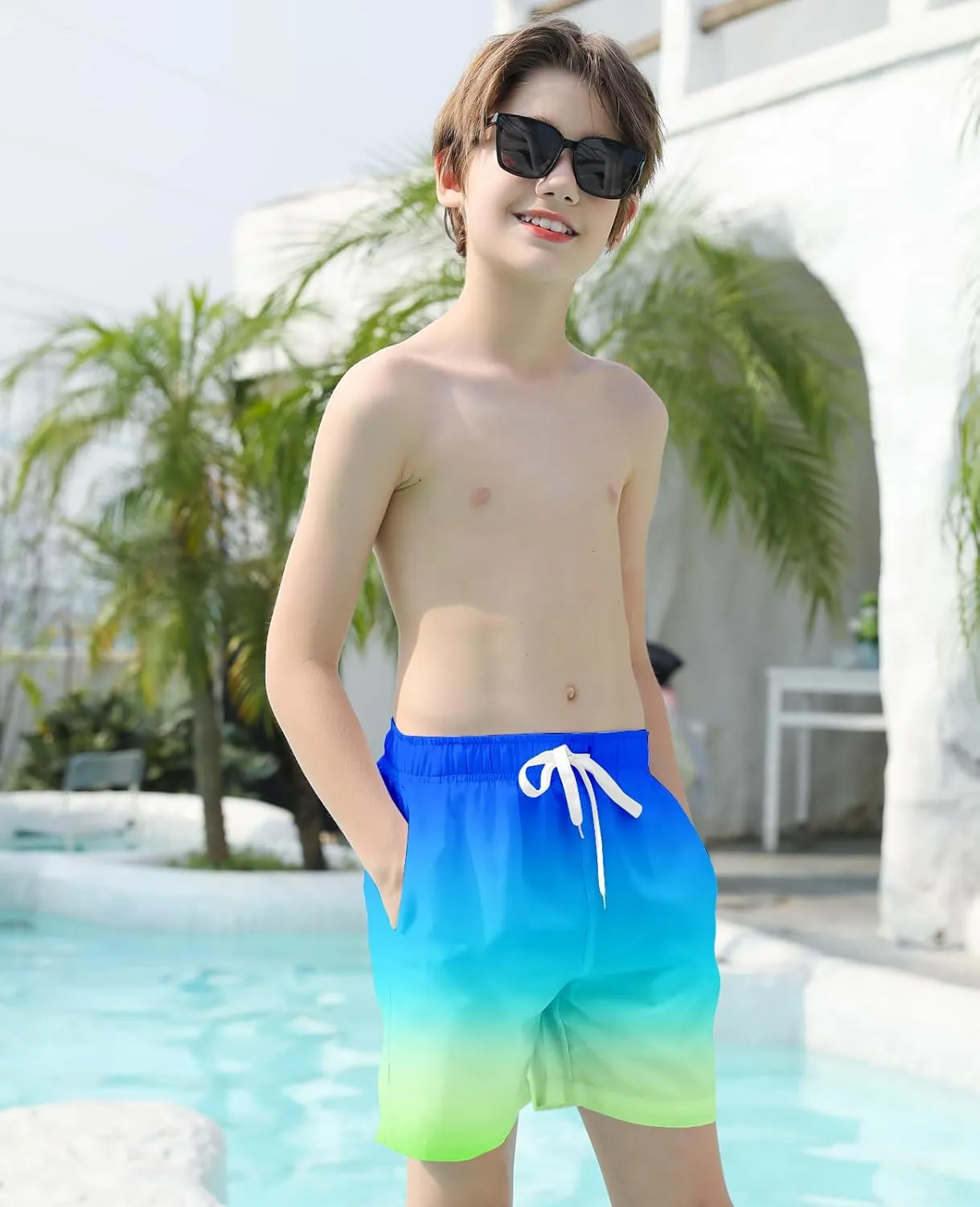 Cozople Boys Swim Trunks Quick Dry Compression Liner Swim Shorts Summer Bathing Suit with Inner Pocket Swimwear 7-20T