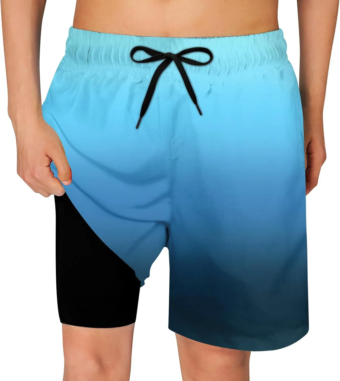Cozople Boys Swim Trunks Quick Dry Compression Liner Swim Shorts Summer Bathing Suit with Inner Pocket Swimwear 7-20T