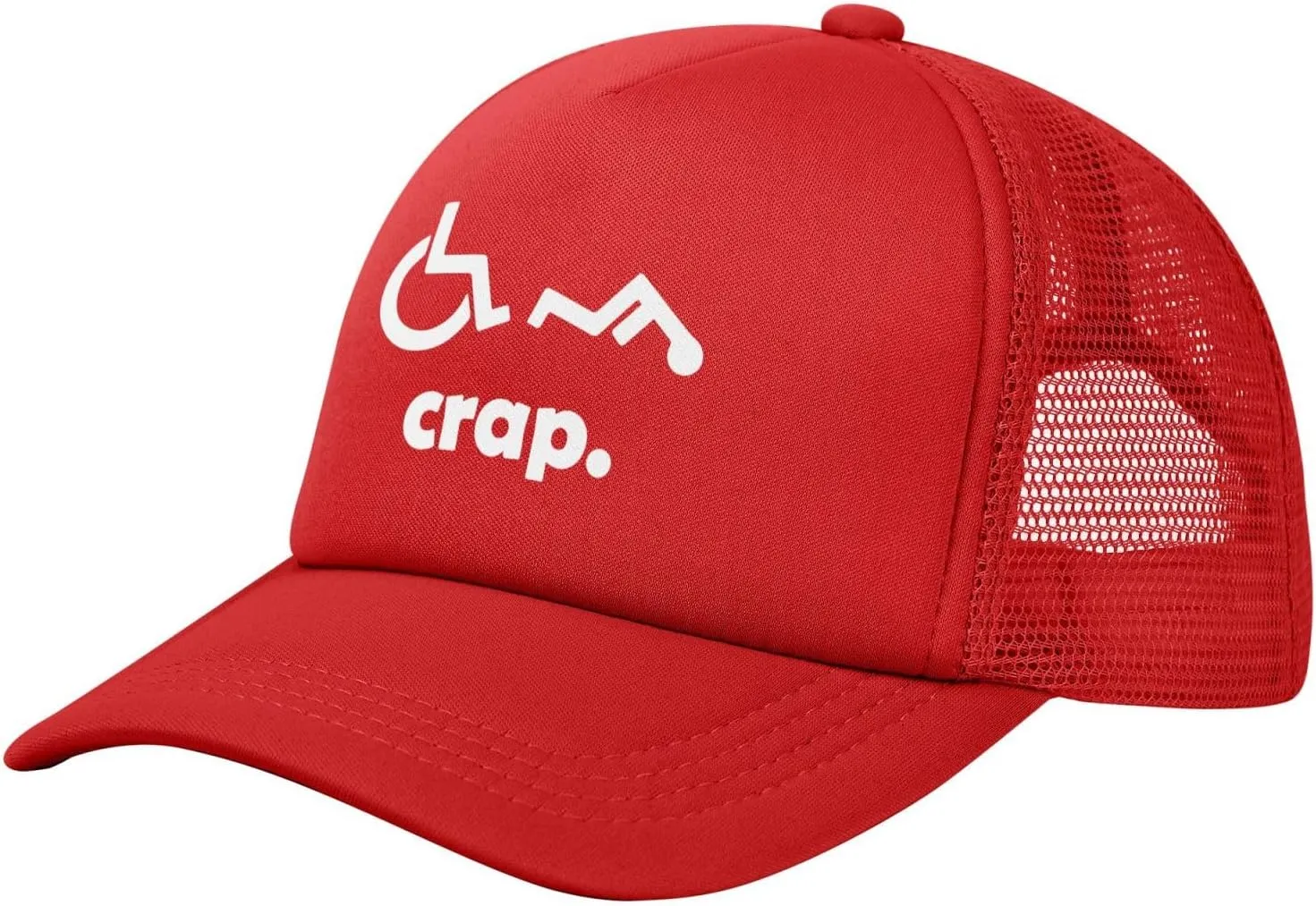 Crap Handicap Funny Wheelchair Mesh Back Trucker Cap Adult Mesh Baseball Cap