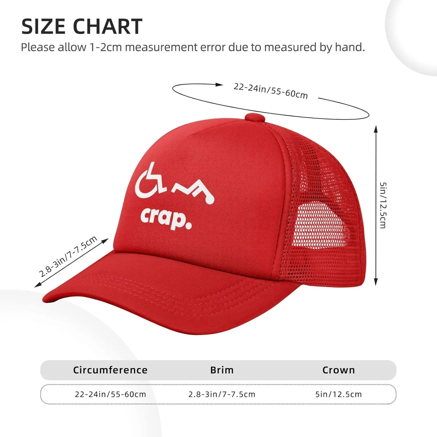 Crap Handicap Funny Wheelchair Mesh Back Trucker Cap Adult Mesh Baseball Cap