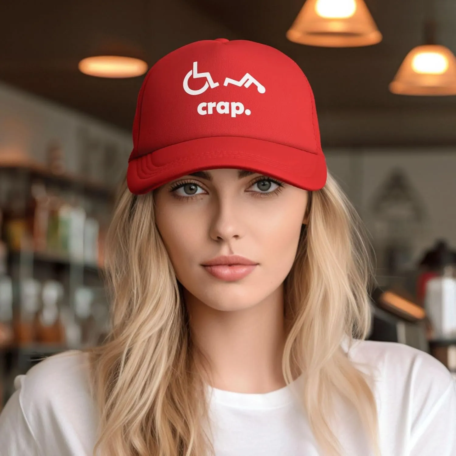 Crap Handicap Funny Wheelchair Mesh Back Trucker Cap Adult Mesh Baseball Cap
