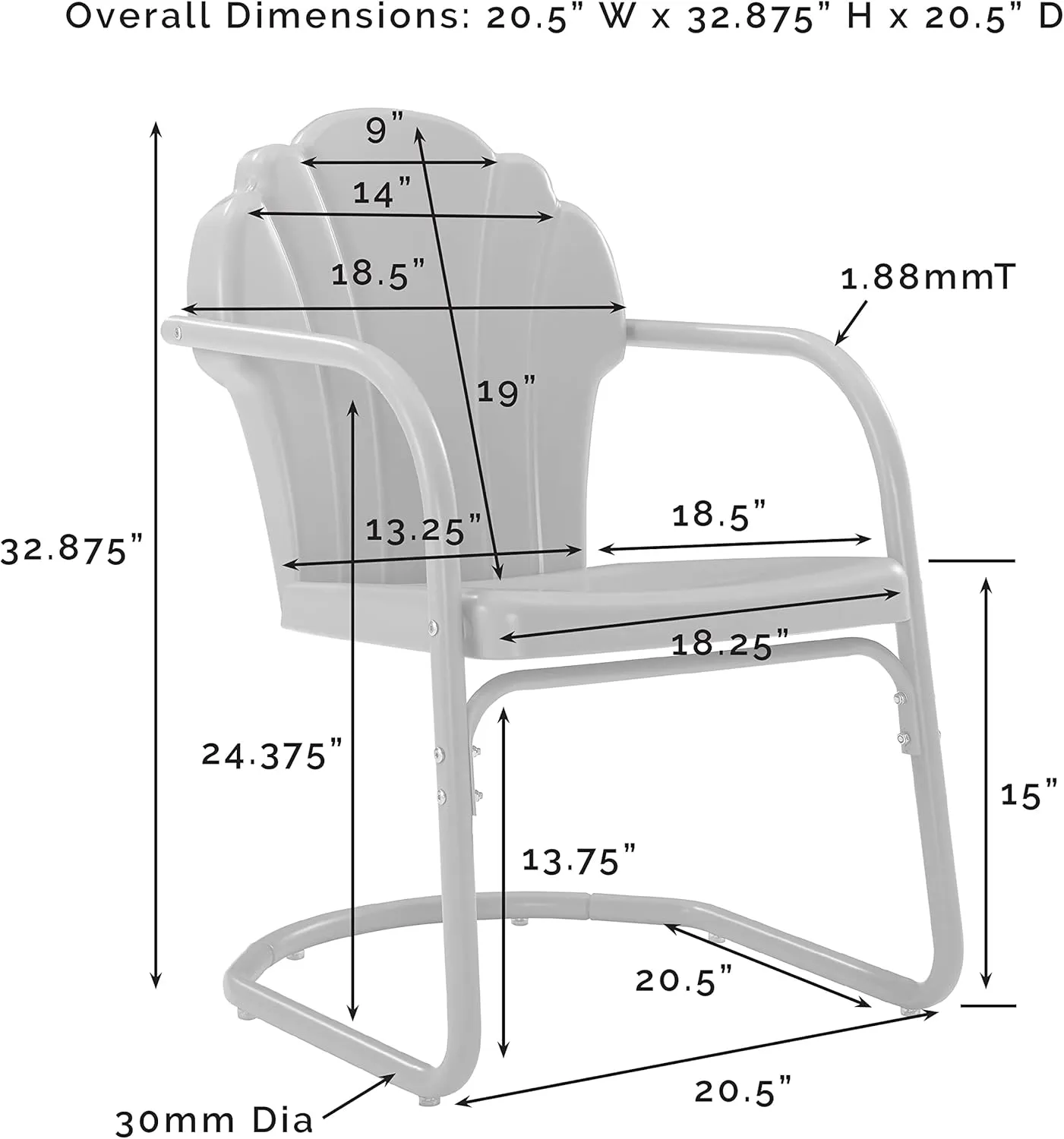 Crosley Furniture Tulip 3-Piece Outdoor Chair and Side Table Set, Retro Metal Patio Conversation Sets, White