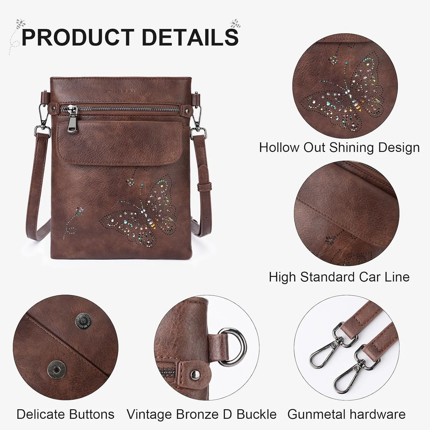 Crossbody Bag for women, Vegan Leathe Cross body Purse with Adjustable Strap, Multi Pocket Shoulder Handbag