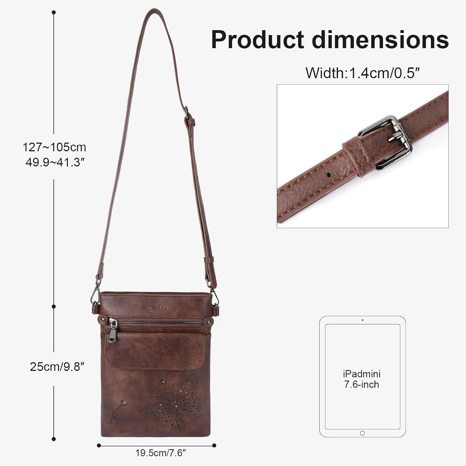 Crossbody Bag for women, Vegan Leathe Cross body Purse with Adjustable Strap, Multi Pocket Shoulder Handbag