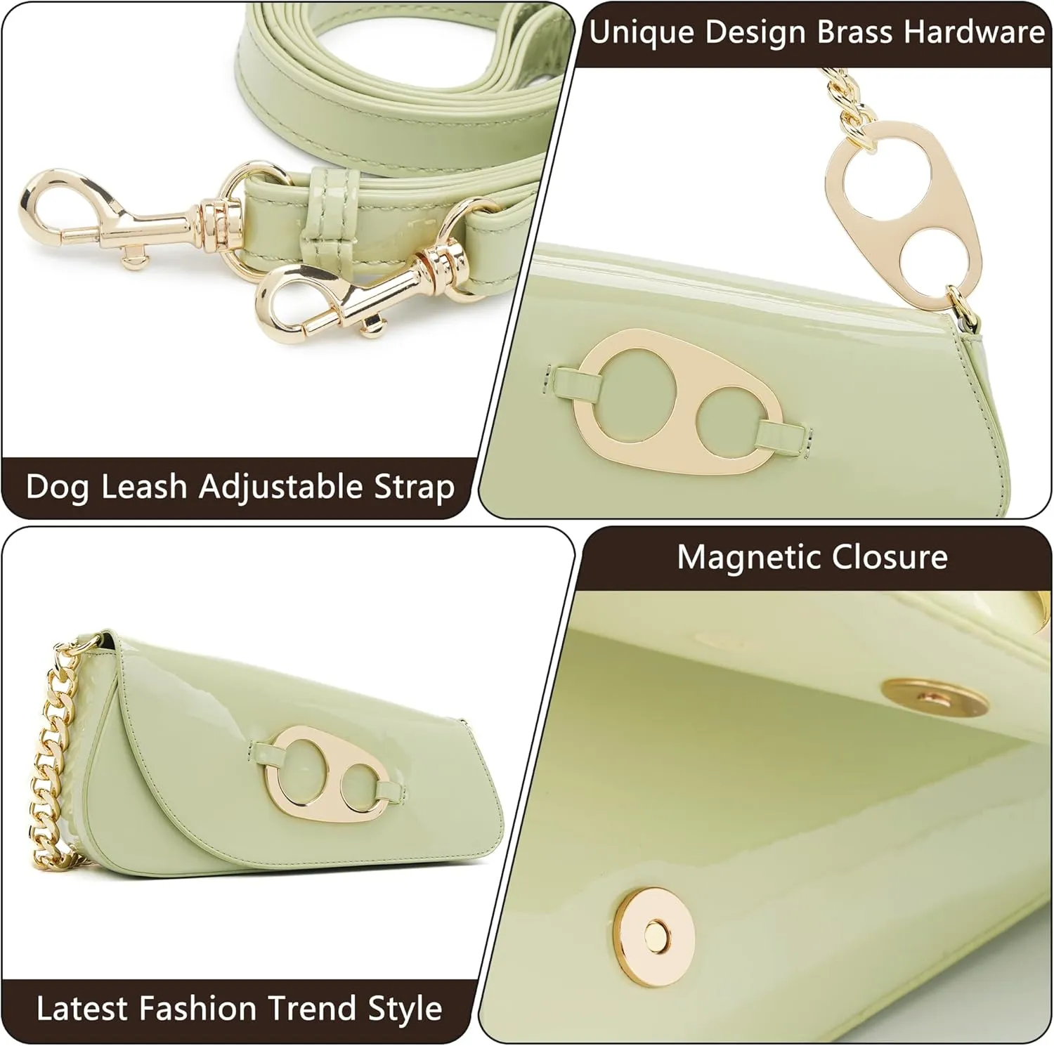 Crossbody Bag Y2K Trendy Purses for Women Patent Leather Shoulder Handbags Hobo Bag with Chian Strap
