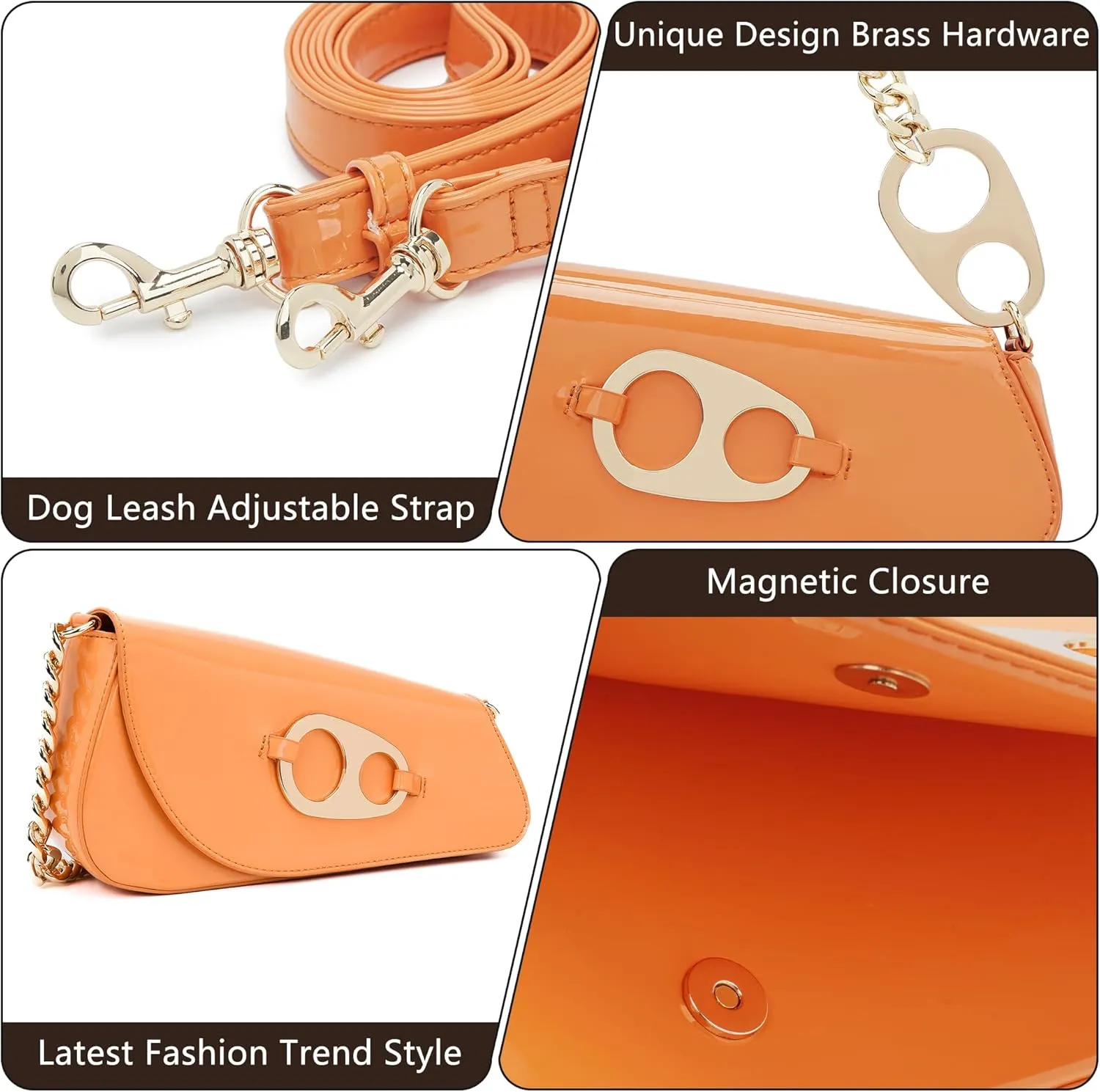 Crossbody Bag Y2K Trendy Purses for Women Patent Leather Shoulder Handbags Hobo Bag with Chian Strap