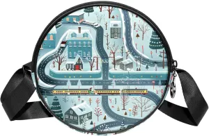 Crossbody Bags for Women,Crossbody Bag Men,Small Sling Bag,Cartoon Train Railway Game Mat,Crossbody Purse
