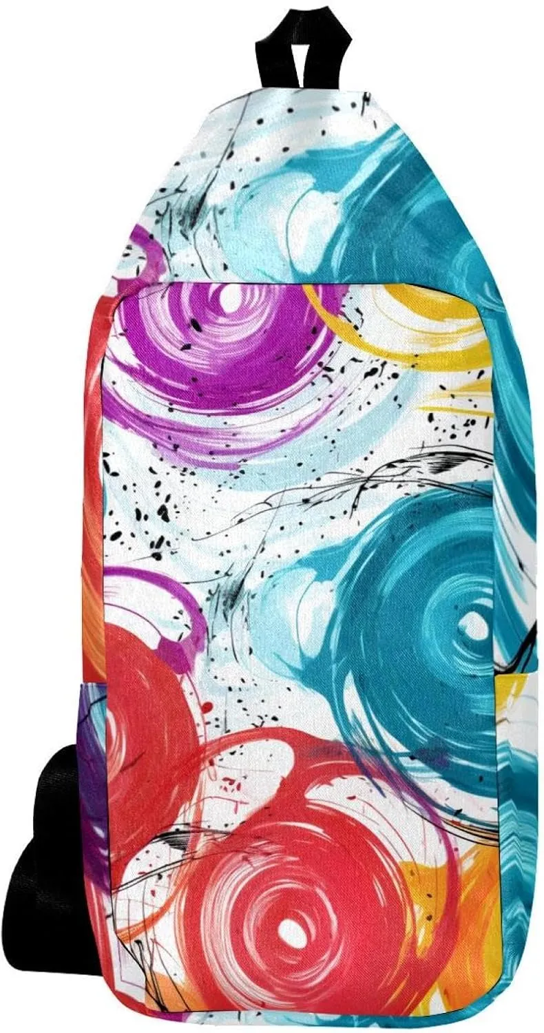 Crossbody Bags for Women,Crossbody Bag Men,Small Sling Bag,Circles Colorful Doodle Swirl,Crossbody Purse