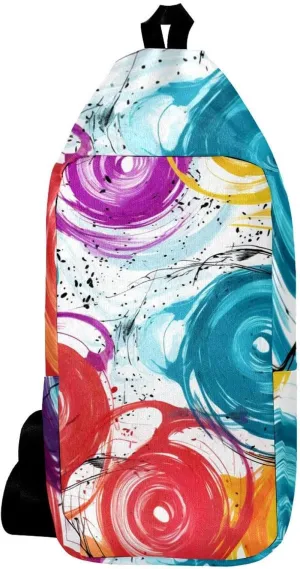 Crossbody Bags for Women,Crossbody Bag Men,Small Sling Bag,Circles Colorful Doodle Swirl,Crossbody Purse