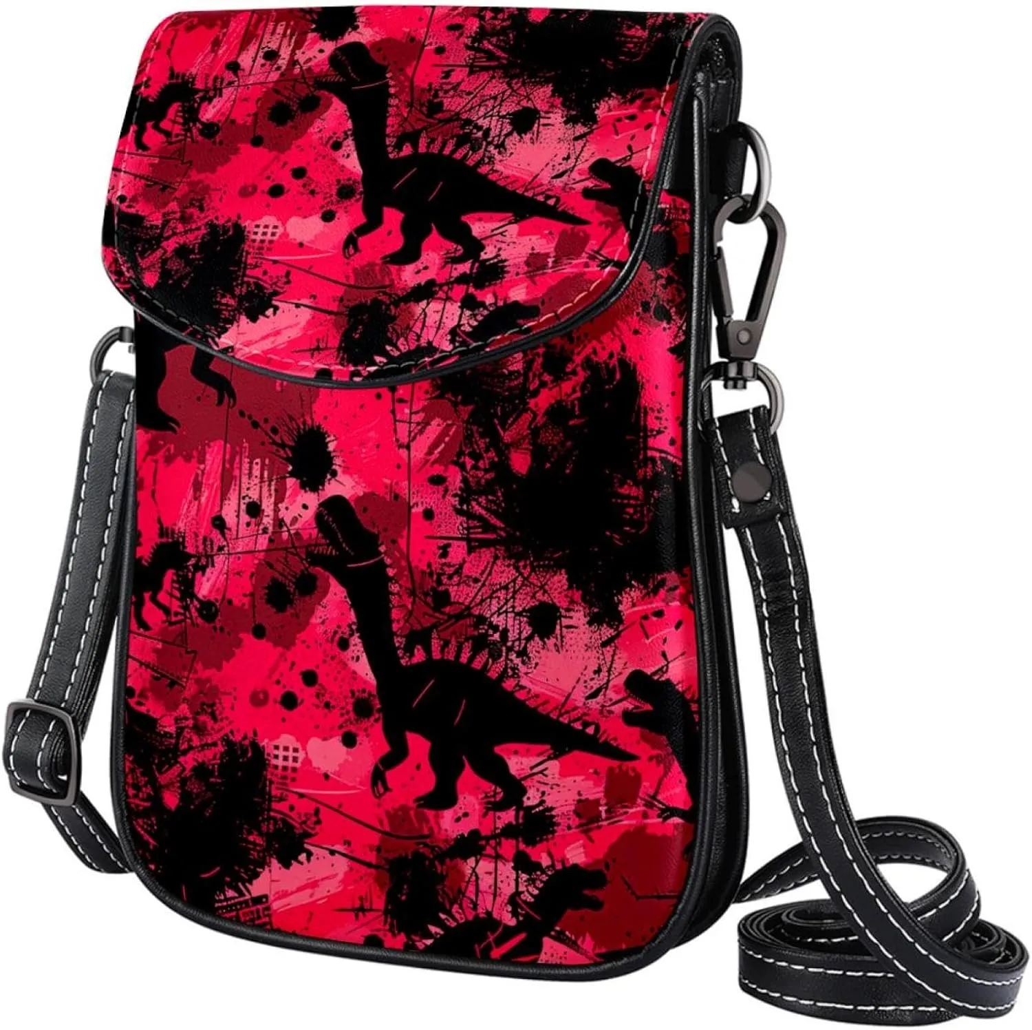 Crossbody Bags for Women,Crossbody Bag Men,Small Sling Bag,Dinosaur Red Pattern,Crossbody Purse