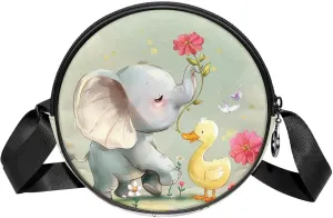 Crossbody Bags for Women,Crossbody Bag Men,Small Sling Bag,Flower Bush Rabbit and Elephant,Crossbody Purse