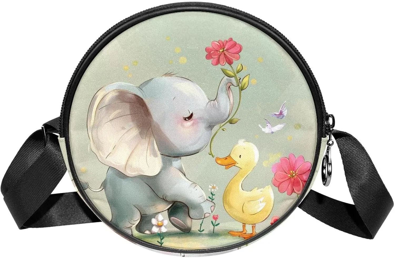 Crossbody Bags for Women,Crossbody Bag Men,Small Sling Bag,Flower Bush Rabbit and Elephant,Crossbody Purse