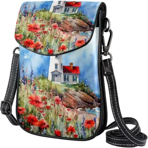 Crossbody Bags for Women,Crossbody Bag Men,Small Sling Bag,Flower Bush Summer Lighthouse,Crossbody Purse