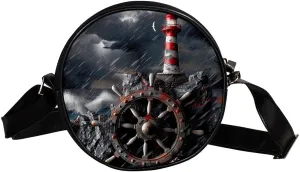 Crossbody Bags for Women,Crossbody Bag Men,Small Sling Bag,Rudder and Lighthouse,Crossbody Purse
