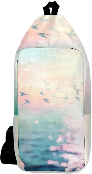 Crossbody Bags for Women,Crossbody Bag Men,Small Sling Bag,White Seagull Clouds Ocean,Crossbody Purse
