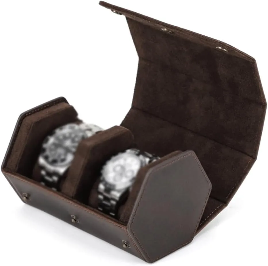 CSCDD Handmade Couple Genuine Leather Watch Case In a Cowhide Two Piece Anti Drop Mechanical Watch Storage Box