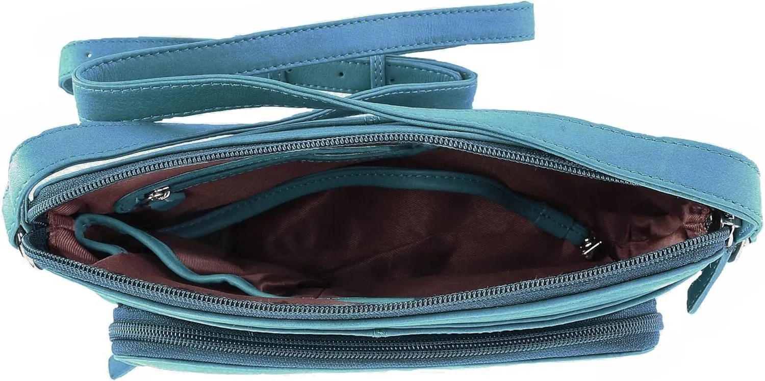 CTM® Women's Leather Shoulder Bag Purse with Side Organizer