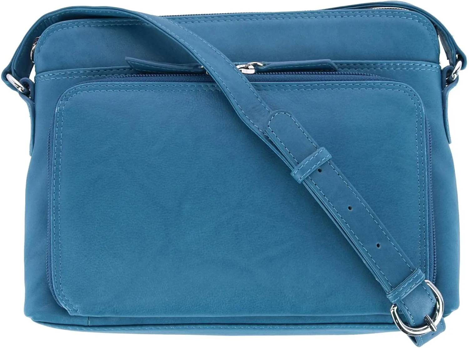 CTM® Women's Leather Shoulder Bag Purse with Side Organizer