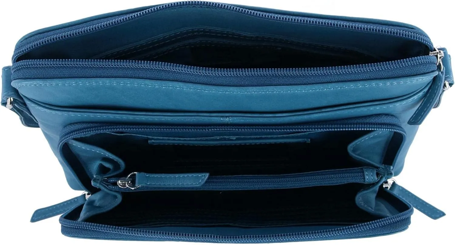 CTM® Women's Leather Shoulder Bag Purse with Side Organizer