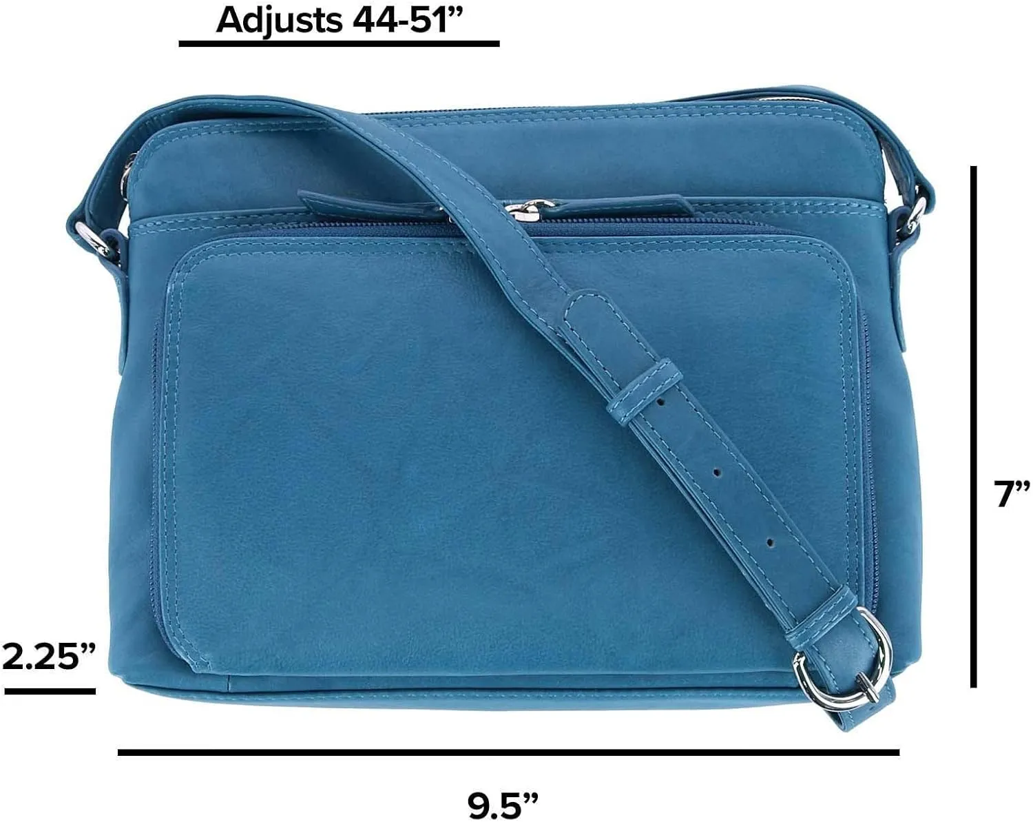 CTM® Women's Leather Shoulder Bag Purse with Side Organizer