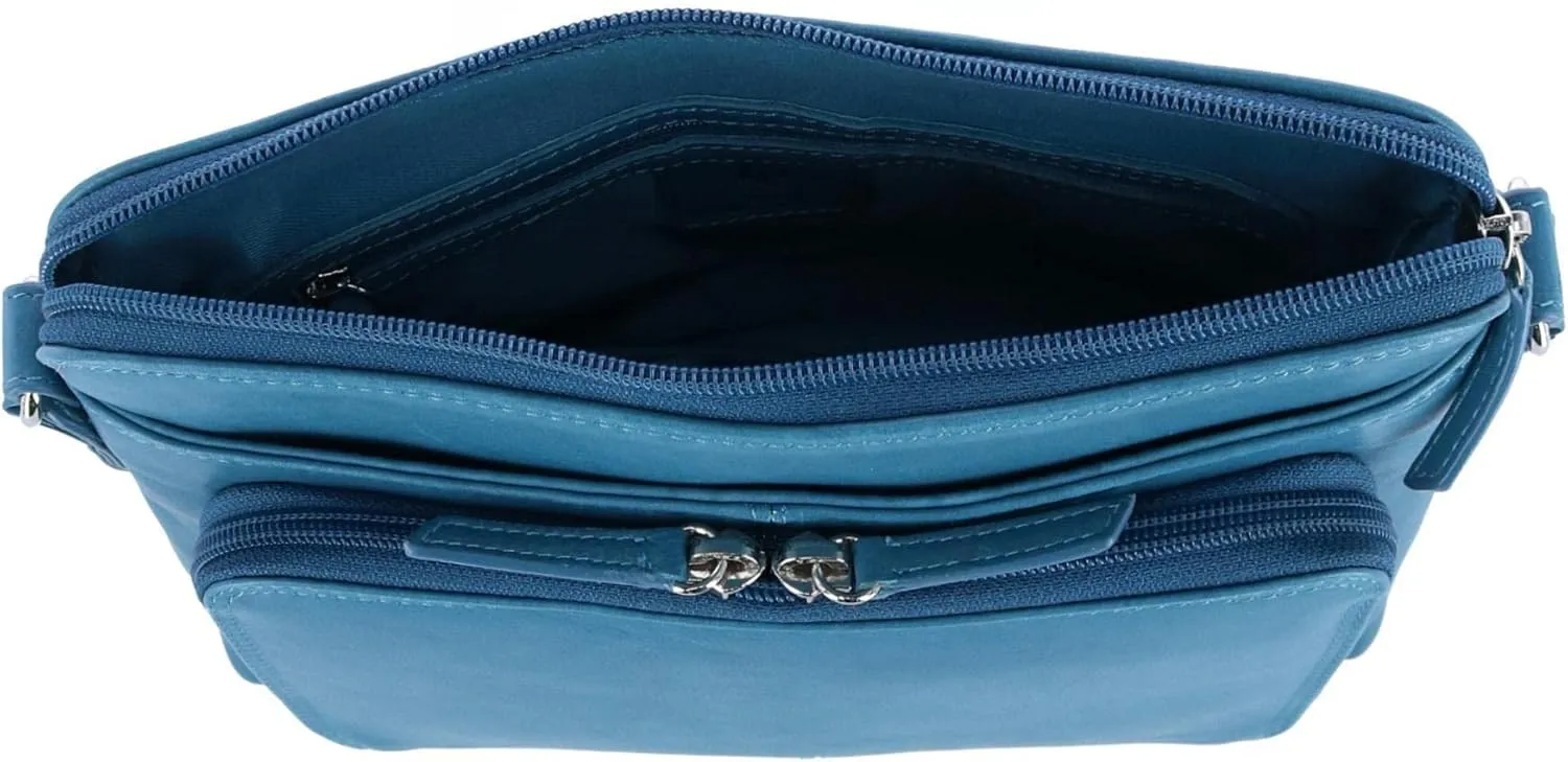 CTM® Women's Leather Shoulder Bag Purse with Side Organizer