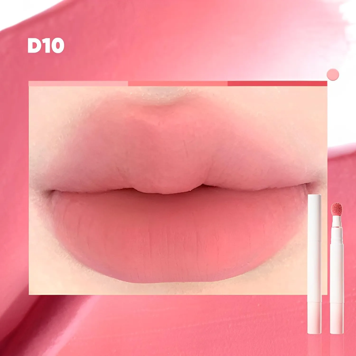 Cushion Lip Powder Cream, Matte Air Cushion Lipstick, Nude Lip Stain, Velvet Matte Lip Cream, Non-Stick Cup, Quick-Drying, Long Lasting Lipstick 24 Hour Waterproof (D10)