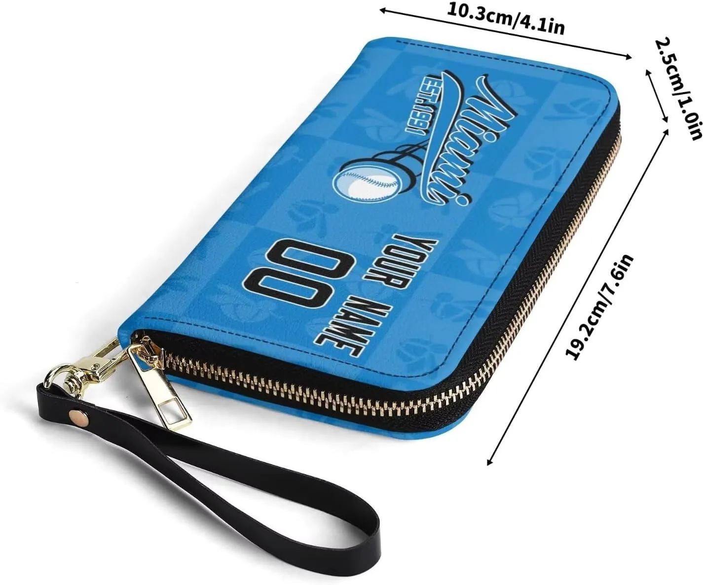 Custom Sports Team Player of Purse Zip Organizer Wallet-Personalized PU Leather Wallet,with Name Number,Fan Gift for Men Women.