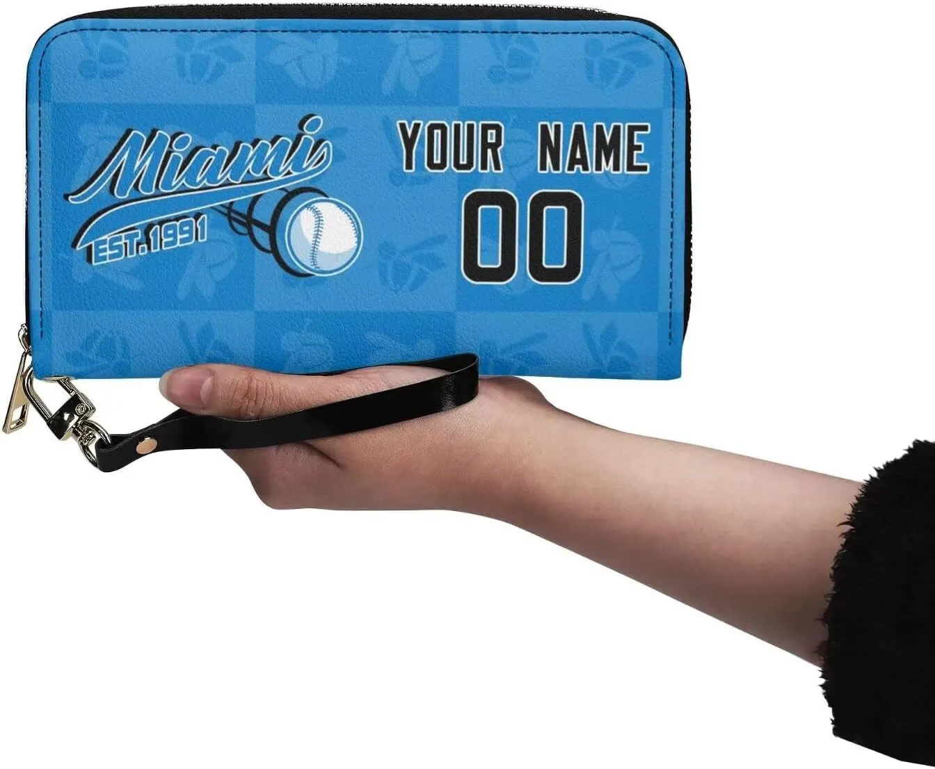 Custom Sports Team Player of Purse Zip Organizer Wallet-Personalized PU Leather Wallet,with Name Number,Fan Gift for Men Women.