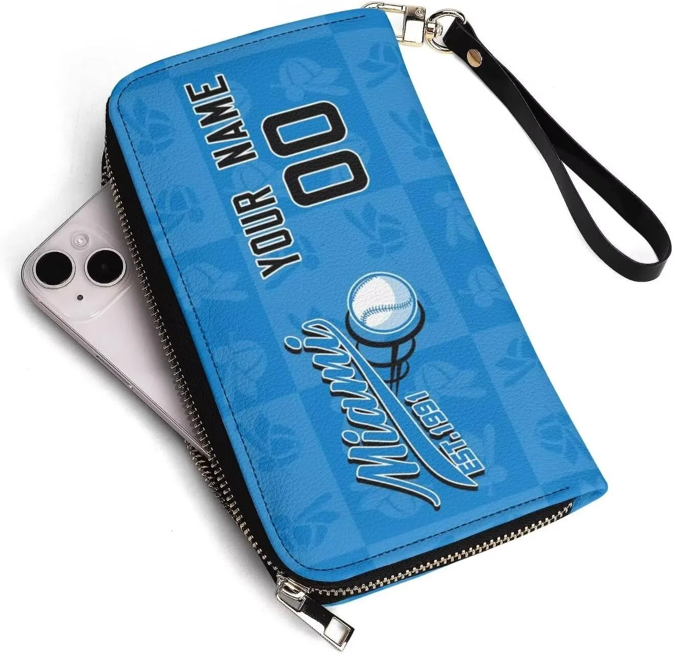 Custom Sports Team Player of Purse Zip Organizer Wallet-Personalized PU Leather Wallet,with Name Number,Fan Gift for Men Women.