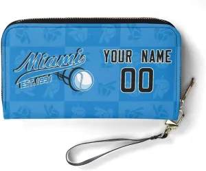 Custom Sports Team Player of Purse Zip Organizer Wallet-Personalized PU Leather Wallet,with Name Number,Fan Gift for Men Women.