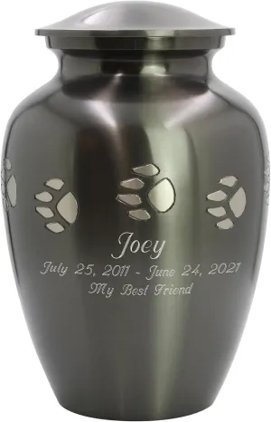Customizable Dog Paw Prints Slate Pet Urn with Rainbow Bridge Presentation Bag with Optional Engraving - Cremation Urn for a Dog - Large Size Urn for a Pet up to 100 Pounds