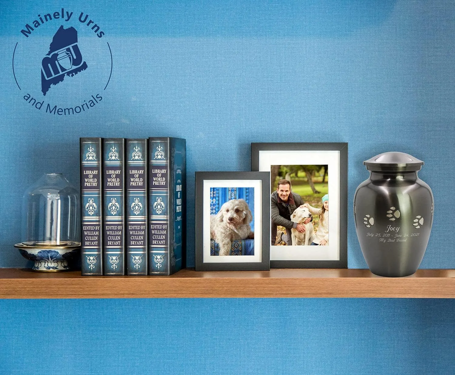 Customizable Dog Paw Prints Slate Pet Urn with Rainbow Bridge Presentation Bag with Optional Engraving - Cremation Urn for a Dog - Large Size Urn for a Pet up to 100 Pounds
