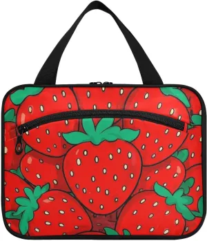 Cute Cartoon Fruit Red Strawberries hanging bag for travel with hook, designer fashion kit bag for men for travelers gym bolso de maquillaje para mujer L